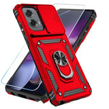 For Motorola Moto G Stylus 5G 2024 Case With Hd Screen Protector & Slide Camera Cover & Kickstand, [Military-Grade] Phone Case For Moto G Stylus 5G 2024 (Red)