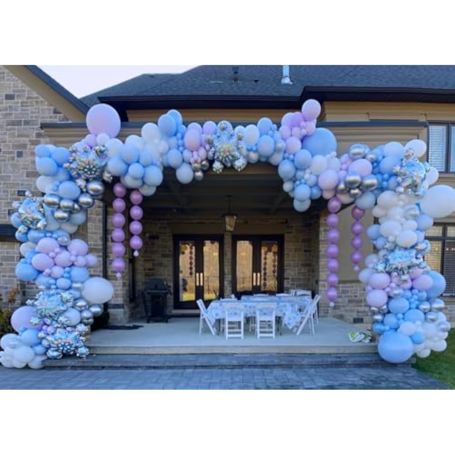 124pcs Blue & Purple Balloon Garland Kit – Snowflake Winter Theme for Birthday and Baby Shower