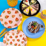 40Pcs Strawberry Birthday Paper Plates And Napkins Party Supplies, Disposable Summer Fruit Party Plates And Napkins Tableware Set For Baby Shower Birthday Party Decorations Serves 20 Guests