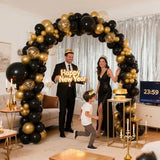 137pcs Black Gold Balloons Metallic Confetti Party Decorations