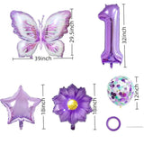 Purple 1St Birthday Decorations For Girls?Butterfly Number 1 Balloons Set, Butterfly Party Decoration Supplies. (Purple 1)