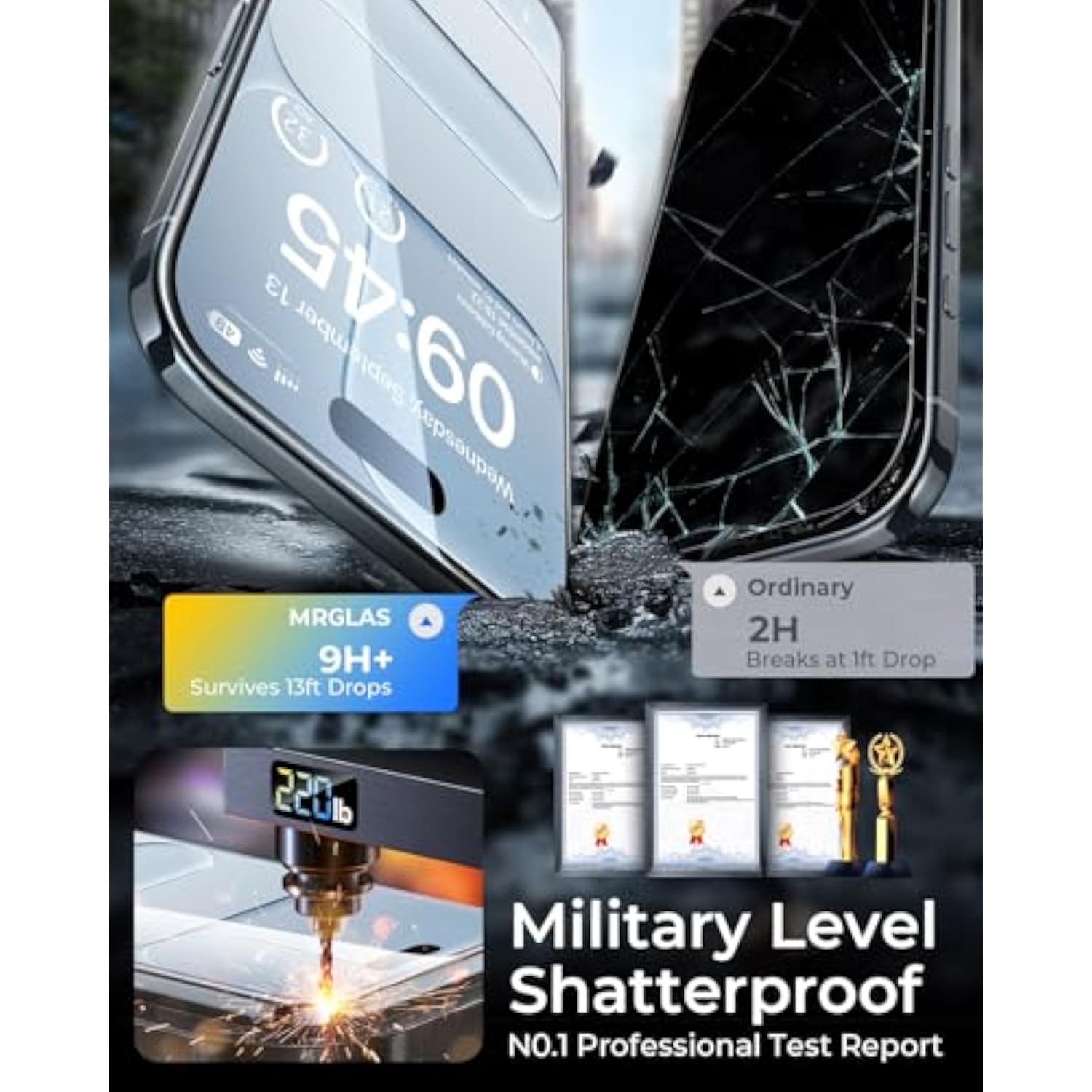 Screen Protector For Iphone 12 Pro Max [9H+ Military-Grade Aerospace Glass][Auto-Alignment Kit][Hd Clear] Shatterproof Tempered Glass Film For 12 Pro Max 6.7" Case-Friendly, Zero-Bubble