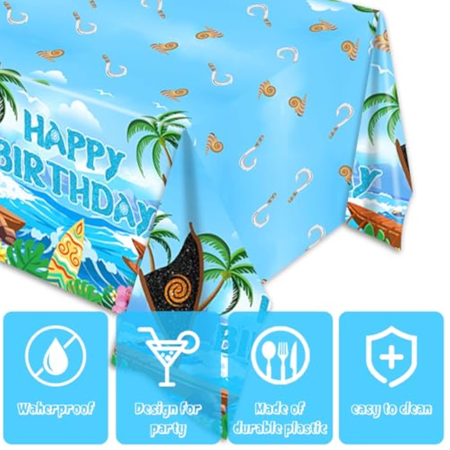 2Pcs Ocean Tablecloth Birthday Party Supplies For Ocean Kid Boy Baby Shower Birthday Party Decorations Rectangular Tables 70"X42",2 Pack