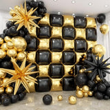 36pcs Gold & Black Square Balloons with 147pcs Arch Kit for Party Backdrop Decor
