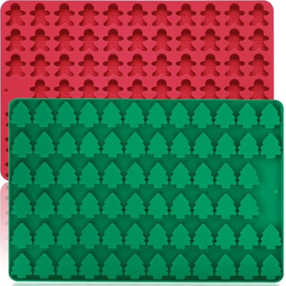 Christmas Mini Candy Molds With Xmas Tree And Gingerbread Man Shaped, 152 Cavity Non-Stick Food Grade Diy Handmade Set For Gummy Jelly Dog Treat Wax Melt Gifts Baking Supplies