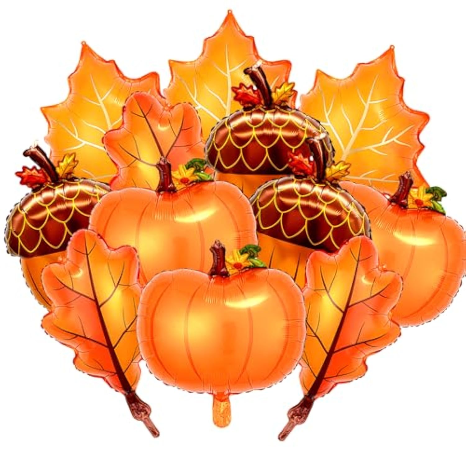 Thanksgiving Foil Balloons: Pumpkin, Maple Leaf, Acorn Party Decor (12Pcs)