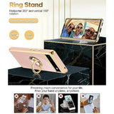For Pixel 6A Case: With Tempered Glass Screen Protector [2 Pack] 360° Rotatable Ring Holder Magnetic Kickstand, Plating Rose Gold Edge For Google Pixel 6A Case, Pink