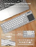 Foldable Travel Keyboard With Touchpad & Number Pad, Bluetooth Wireless Portable Folding Full Size Keyboard With Trackpad For Pc Laptop Ipad Tablets Smartphone, Silicone Leather Cover, Gray