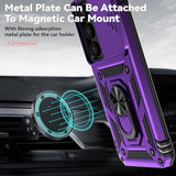 For Samsung Galaxy S25 Case With Slide Camera Cover Hd Screen Protector [15Ft Military Grade Drop Tested] Magnetic Ring Holder Kickstand Protective Phone Case For Galaxy S25 2025 (6.2 Inch), Purple