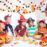 4 Pack 26.3FT Halloween Felt Ball Garlands Black Orange White Purple Pom Decor