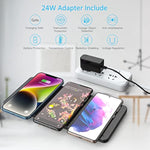 Wireless Charging Pad, Ultra-Slim Triple Charger Station For Multiple 3 Devices & New Airpods Ultra Slim Pu Leather Wireless Charging Mat W/Ac Adapter For Smartphone Phone (Black)