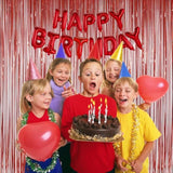 2-Pack Red Foil Fringe Curtains 3.2x8 ft for Party and Photo Booth Decor