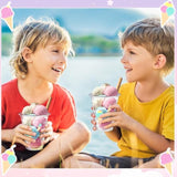 50 Pcs Ice Cream Cups Bulk Ice Cream Party Favor Decorations 12 Oz Summer Bar Birthday Supplies Disposable Clear Plastic Drinking Cups For Dessert Party Hot Cold Coffee Shower Wedding Favor