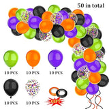 50 Pack 12 Inch Halloween Balloons Orange Black Purple Green Confetti Party Decor