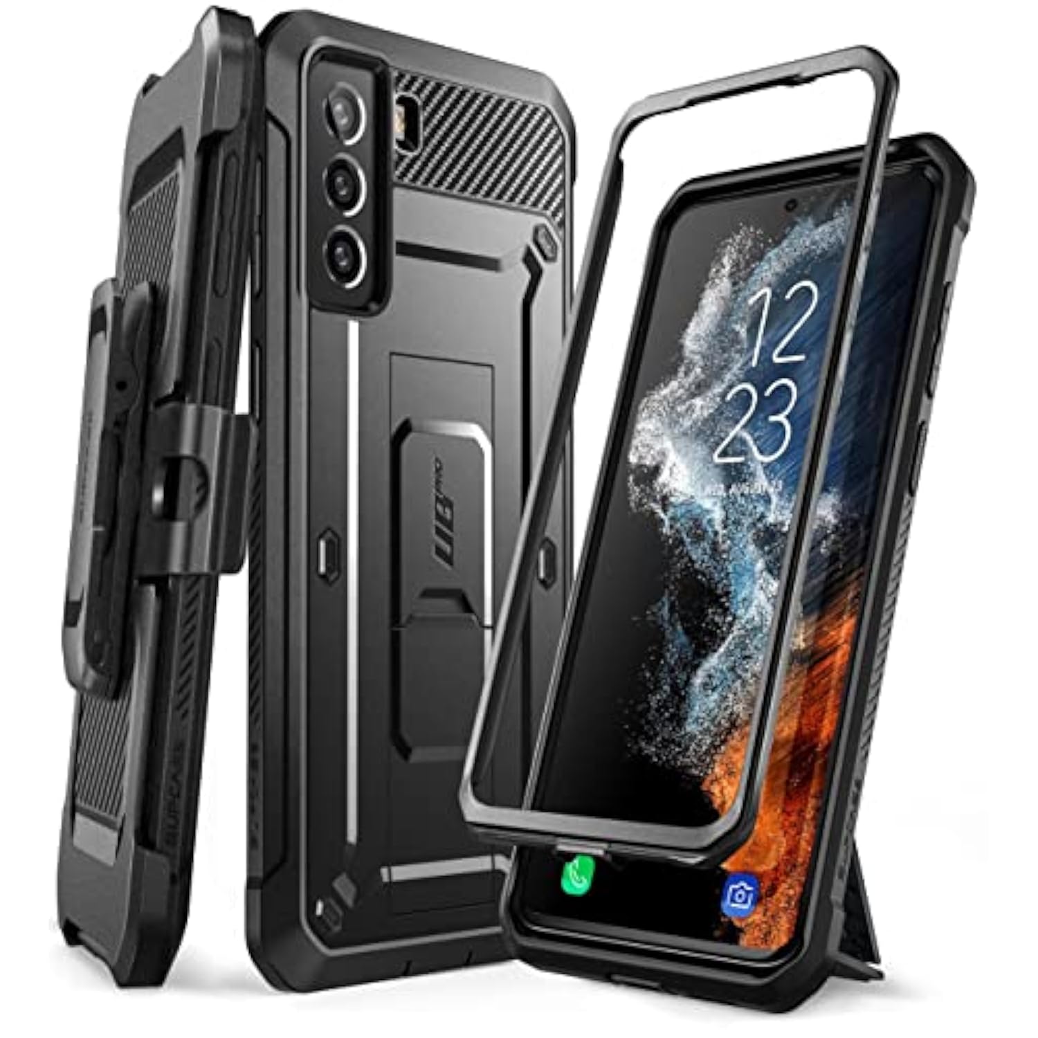 SUPCASE for Samsung Galaxy S22 Case with Stand (Unicorn Beetle Pro), [Built-in Belt-Clip] Heavy Duty Full-Body Dual Layer Rugged Kickstand Shockproof Protective Phone Case for Galaxy S22, Black