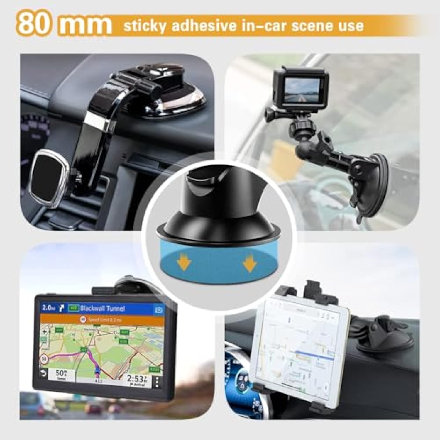 4 Pack 3.15 Inch & 23mm Double-Sided Adhesive Pads for Car Mounts