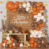 157PCS Fall Balloon Arch Kit with Burnt Orange White Gold Balloons for Thanksgiving
