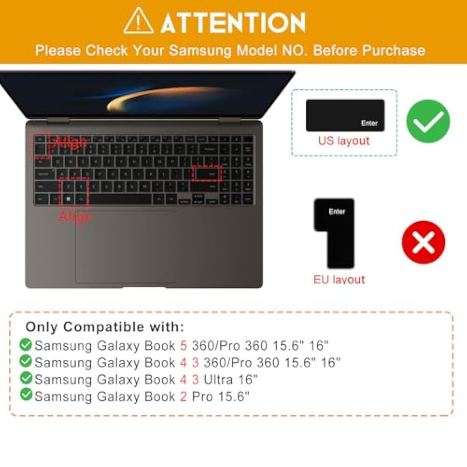 Keyboard Cover For Samsung Galaxy Book Pro 3 360 16" Np960Xfg Np964Xfg / Galax