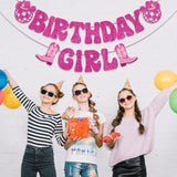 Hot Pink Birthday Girl Banner, Disco Cowgirl Birthday Banner For Women, Western Cowboy Cowgirl Birthday Party Decorations Girls Rodeo Birthday Party Supplies