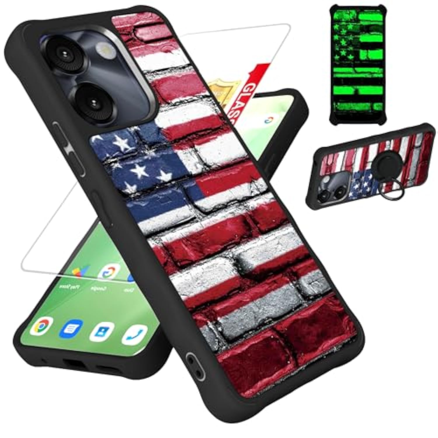 AirVoice S67 5G / C67 / A67 Phone Case Compatible with FOXXD Foxx Miro S67 5G / C67 / A67 Phone Case Cover with Tempered Glass Screen Protector and Ring Support