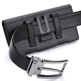 Holster for Galaxy Z Fold 7 6 5 4 3 2 Leather Pouch Belt Case with Belt Clip Cell Phone Belt Holder Case Cover - Black