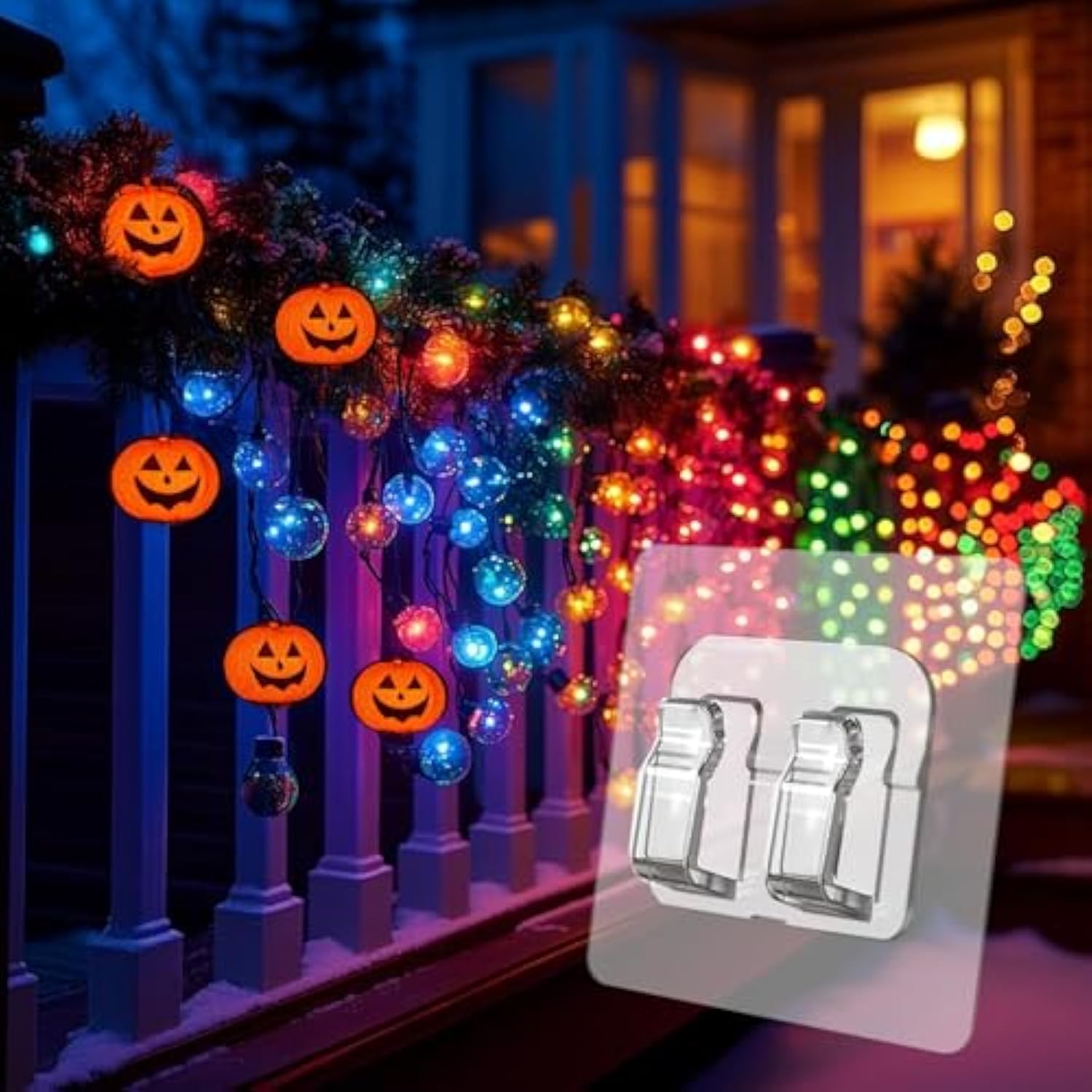 Hooks For Outdoor String Lights, 80 Pack Heavy Duty Cable Clips, Damage Free Cord Clips, Waterproof And Uv-Resistant, Clear Self-Adhesive Hooks For Hanging Christmas Lights Outdoor And Patio Decor