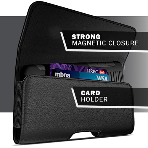 Holster for iPhone Pro Max and Plus (17 16 15 14 13 12 11 Xs Max) - Cell Phone Belt Holder Case with Clip, ID Credit Card Slot Pouch Cover, Large