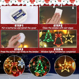 4 Pcs Christmas Window Lights With Timer Function, Christmas Window Decorations Jingle Bell Snowflake Christmas Tree Sta