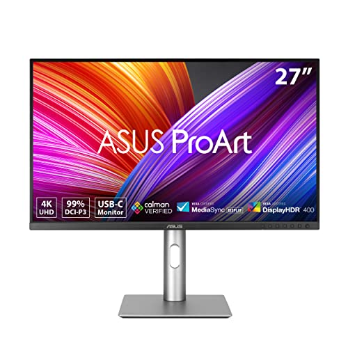 Proart Display 27 4K Hdr Professional Monitor (Pa279Crv) - Ips, Uhd (3840 X 2160), 99% Dci-P3/Adobe Rgb, E < 2, Calman Verified, Usb-C Pd 96W, Displayport, Daisy-Chain, Ergonomic, 3Yr