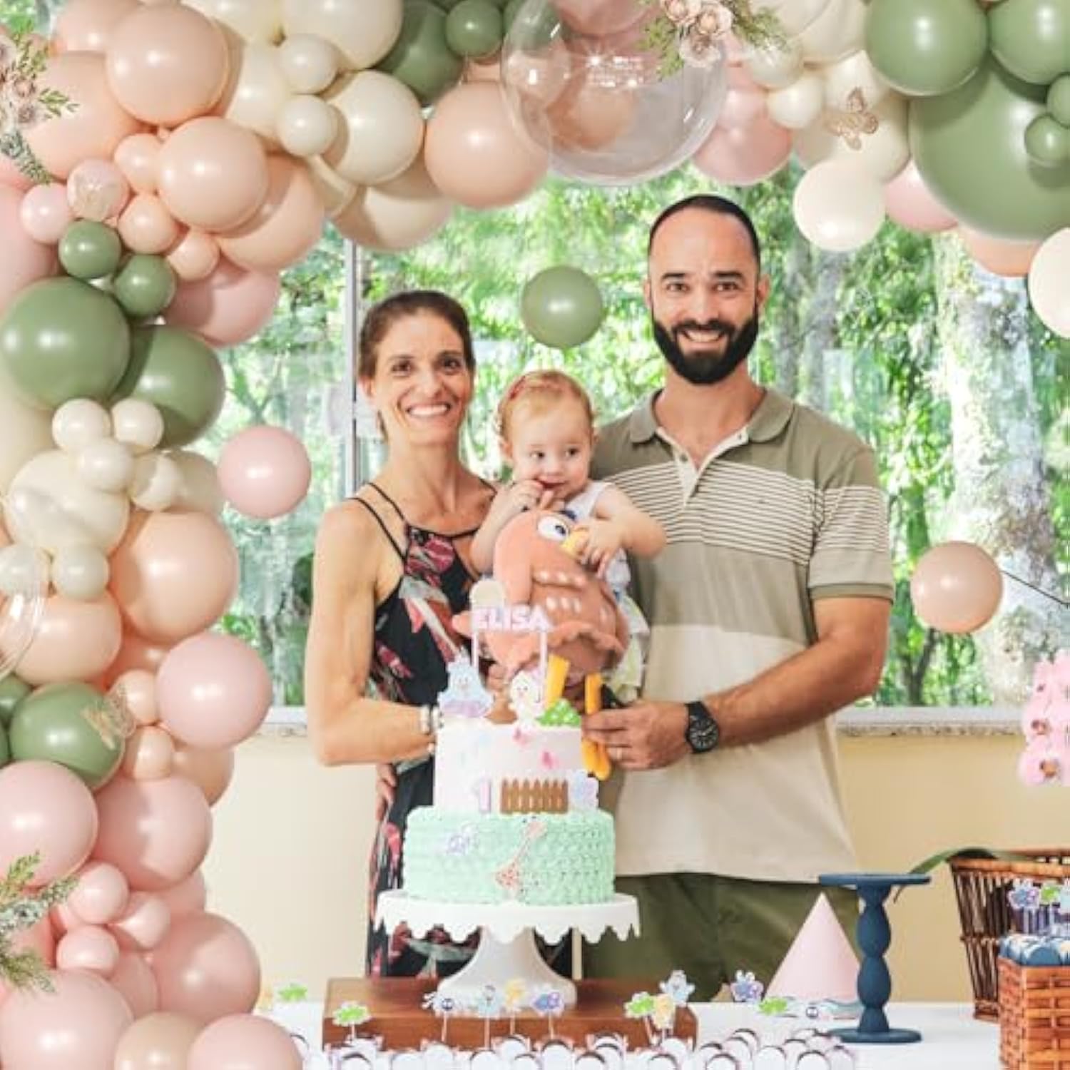 Pink & Sage Green Balloon Arch Kit: 131 Pcs Party Décor