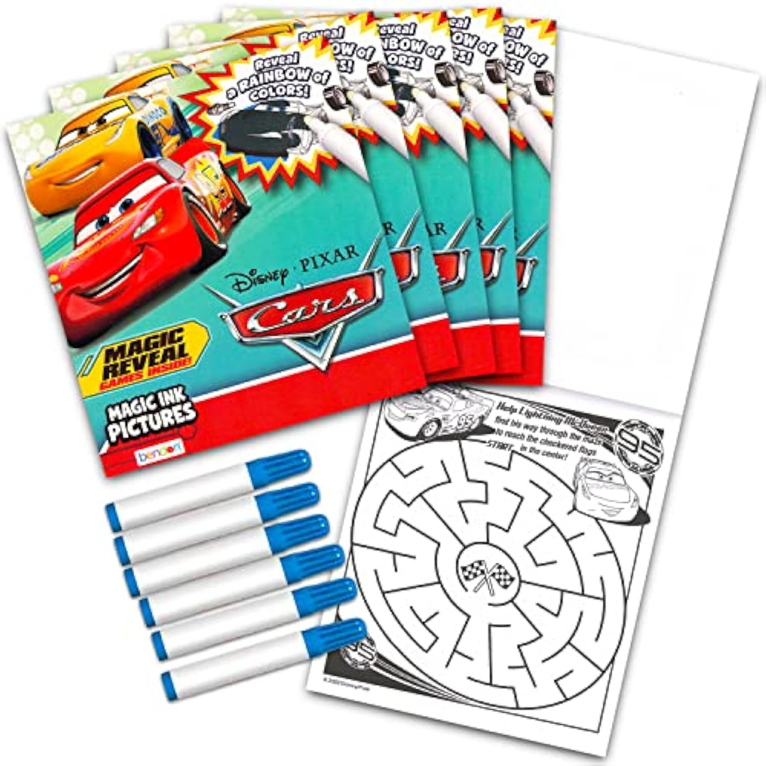 Disney Cars Imagine Ink Coloring Book Set - Bundle Of 12 No-Mess Magic Inks Featuring Lightning Mcqueen | Disney Cars Party Favor Pack For Kids