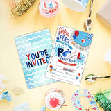 Pool Party Birthday Invitations, Splish Splash Double-Sided Fill-In Invite Cards For Birthday Party, 20 Invitations With Envelopes, Decorations,Party Favor And Supply-A34