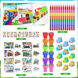 72 Pcs Train Party Favors,Train Print Party Supplies Include Coloring Books Stickers Stamps Diy Art Crafts Goody Bags Fillers For Train Car Railway Transportation Birthday Party