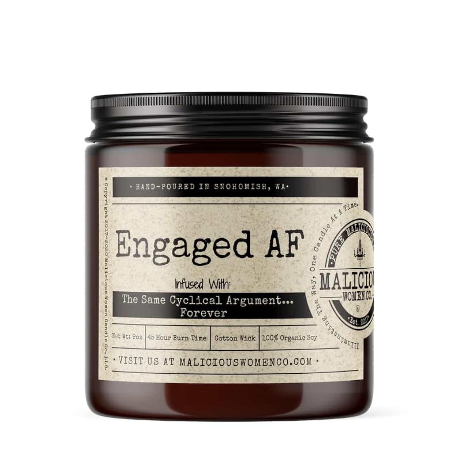 Malicious Women Candle Co - Engaged Af, Pink Chandelier Infused With: The Same Penis Forever..., 9 Oz