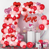 263 Pcs Valentines Day Balloon Arch Kit Decorations, Pink/White/Red Balloons Garland Decor With Love Heart Balloon Rose Petals For Galentines Day Party Birthday Wedding Proposal Anniversary