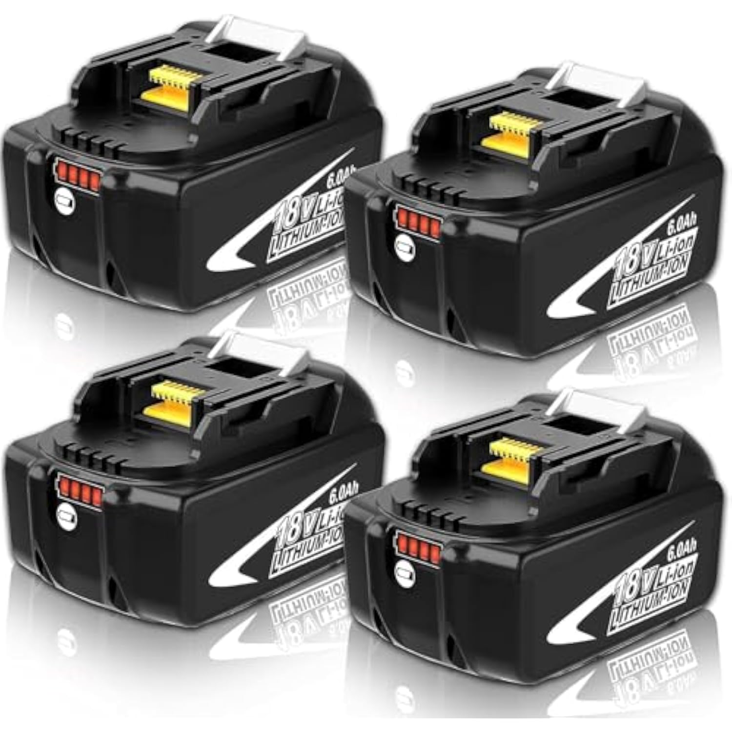 4Pack 6.0Ah 18V Replacement For 18V Battery Lithium Compatible With 18 Volt Battery Bl1860B Bl1860 Bl1850B Bl1850 Bl1840 Bl1830B Bl1830 Bl1815 Compatible With Battery 18V Cordless Power Tools (White)