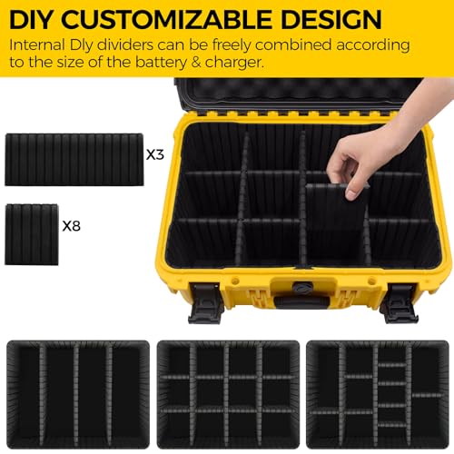 Battery Case For Dewalt Battery- Extra Large Hard Storage Box With Adjustable Dividers For Dewalt 12V/20V/60V Battery & Charger, Durable Protectivetool Battery Organizer For Dewalt (Case Only)