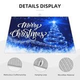 Dish Drying Mat Merry Christmas Blue Snow Tree For Kitchen Counter Absorbent 18X24 Inch Microfiber Dishes Plate Glass Dry Draining Pad Reversible Washable