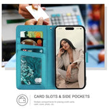 Premium PU Leather Wallet Case for iPhone 15 with 3 Card Holder and Magnetic Clip