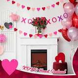 4 Pcs Felt Banner Valentines Decorations Pink Felt Ball Garland Hanging Banner Valentines Decor For Anniversary Wedding Valentine‘S Day