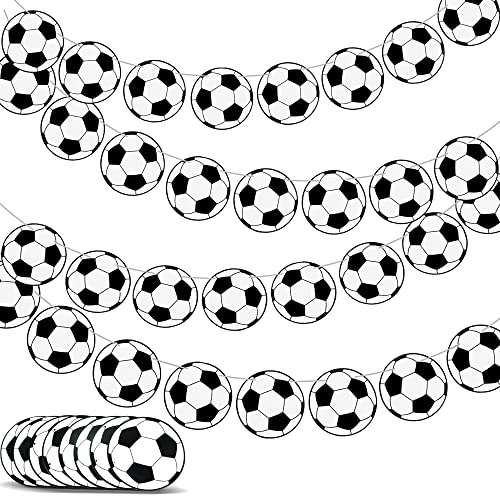 Soccer Party Decoration Banners 32 Pcs - Soccer Ball Football Pattern Garlands Bunting Decorations Cards for Kids Boys Soccer Fans Birthday Party