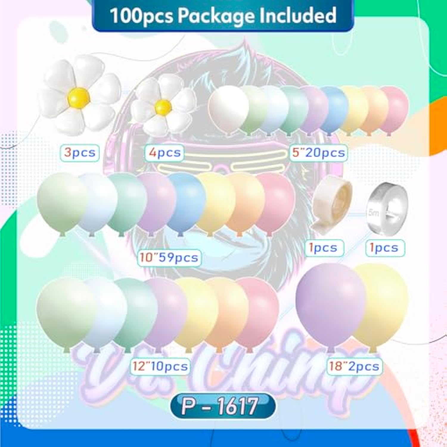 Pastel Daisy Balloon Arch Kit – Rainbow Floral Balloon Garland For Spring Birthday, Baby Shower & Garden Party Decorations – 100 Pcs Pastel Balloons Set