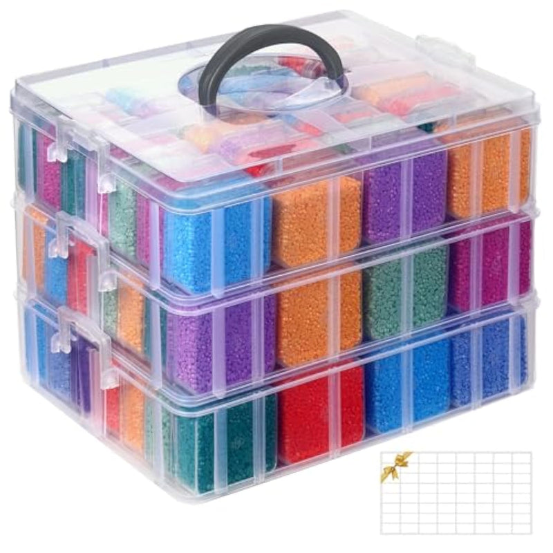 Bead Organizer Box, 84 Pcs Small Bead Organizers, 3-Tier Bead Storage Containers Portable Bead Organizer And Storage Box Stackable Plastic Cases For Bracelet Making Diy Jewelry Nail Charms