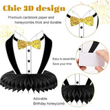 Father'S Day Decorations Honeycomb Centerpieces, Black And Gold Happy