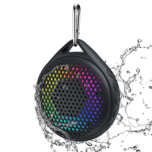 Bluetooth Shower Speaker, IP67 Waterproof with RGB Light, Portable with Hi-Fi Sound and Built-in Mic, Supports TF Card, Wireless for Home, Outdoor,