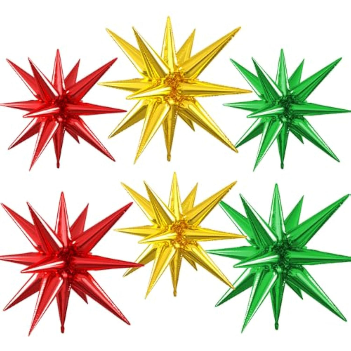 Red Green Gold Star Balloons 22-27in Foil Balloons for Party Decorations