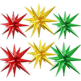 Red Green Gold Star Balloons 22-27in Foil Balloons for Party Decorations