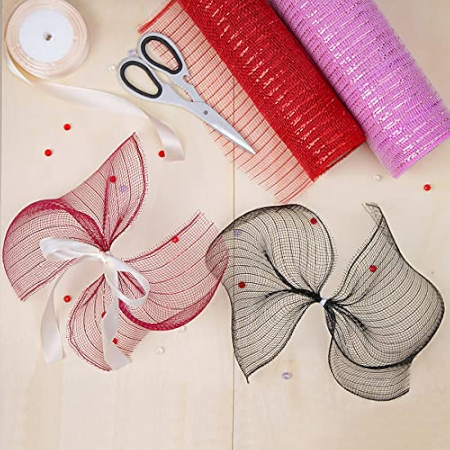 Deco Mesh Ribbon, 10Inch X 30 Feet Each Roll Metallic Foil Mesh Ribbon