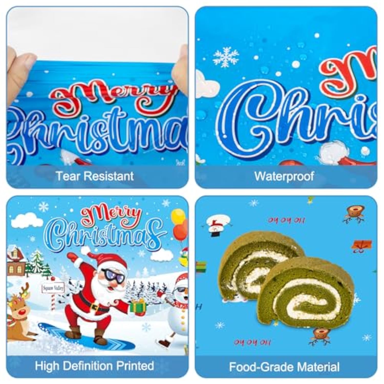 3 Pcs Merry Christmas Tablecloth - Xmas Cool Santa Claus Plastic Table Cloth Disposable Rectangular Blue White Table Covers For Christmas Tables Decorations Party Supplies Decor, 108 X 54 Inch