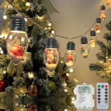 Christmas Lights Indoor 6.8Ft Christmas Snow Globe Lights 10 Led Fairy Lights With Remote Timer, Battery Powered String